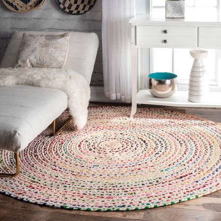 White Braided Chindi Rug