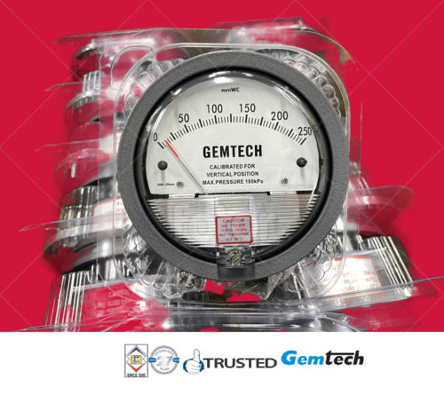 GEMTECH Differential Magnehelic Pressure Gauge Range 50-0-50 Pascal