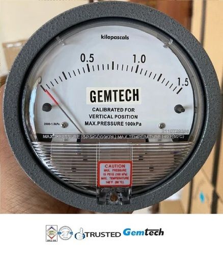 GEMTECH Differential Magnehelic Pressure Gauge Range 0-60 Pascal