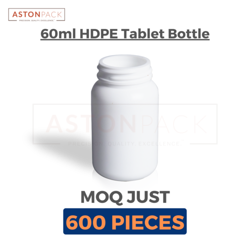 White HDPE Round Capsule Bottle - 60cc