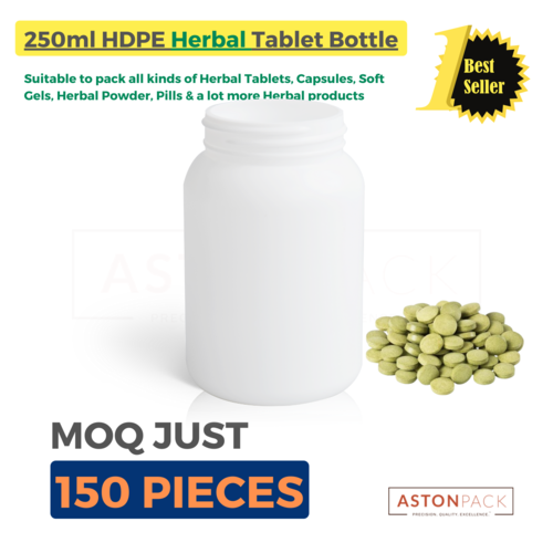 White Plastic Bottle To Pack Herbal Tablets - 250ml