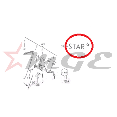 Vespa PX LML Star NV - Name Plate (Cowl) - Reference Part Number - #C-3712987