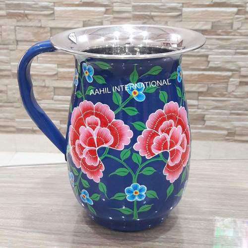Real Kashmiri Hand Painted Enamel Pitcher