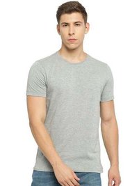 Semantic Half Sleeve Cotton Grey Melange T-shirt - Solid Age Group: 18 Above