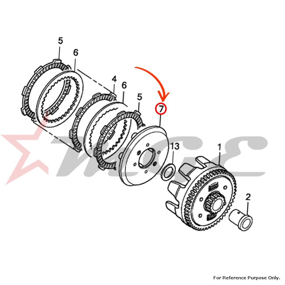 Plate, Clutch Pressure For Honda CBF125 - Reference Part Number - #22355-KTE-910, #22355-KRM-840