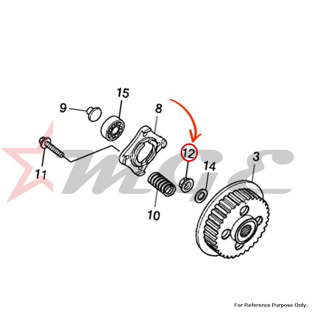 Nut, Special Flange, 14mm For Honda CBF125 - Reference Part Number - #90202-KRM-840