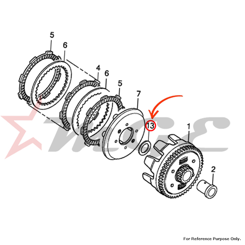 Washer, Plain, 17mm For Honda CBF125 - Reference Part Number - #90401-KTE-910, #90401-KRM-840