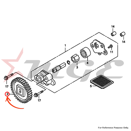 Gear Comp., Oil Pump(34t) For Honda CBF125 - Reference Part Number - #15130-KTE-910