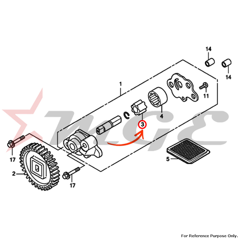 Rotor, Oil Pump Inner For Honda CBF125 - Reference Part Number - #15331-KTE-910