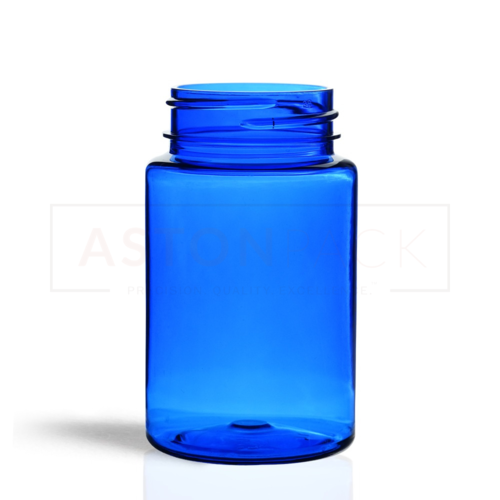 PET Tablet / Capsule Round Blue Packer Bottle - 75ml
