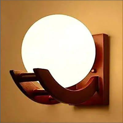 Wooden Base Round Wall LIght