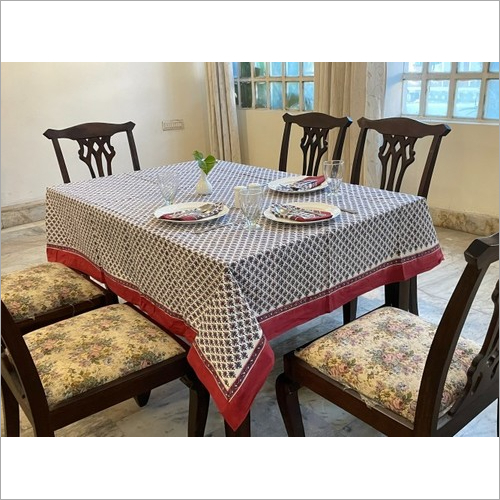 Cotton Hand Block Printed Table Cloth 6 Seater