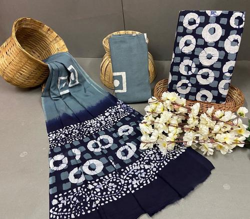 Batik Printed Cotton Suit With Cotton Duptta
