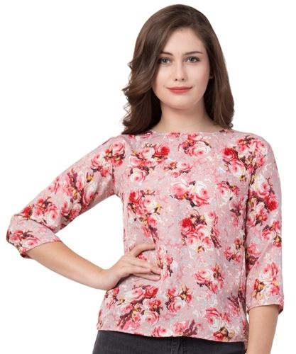 Ladies Printed Fancy Top Supplier, Ladies Round Neck Top Exporter and ...