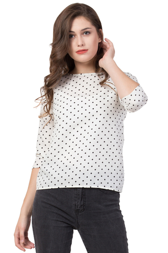 LADIES TOP - Cotton Blend, Multicolor, Hip Length | Floral Print, Round Neck, Pullover Closure, Relaxed Fit