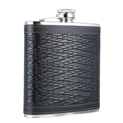 Black Leather Hip Flask