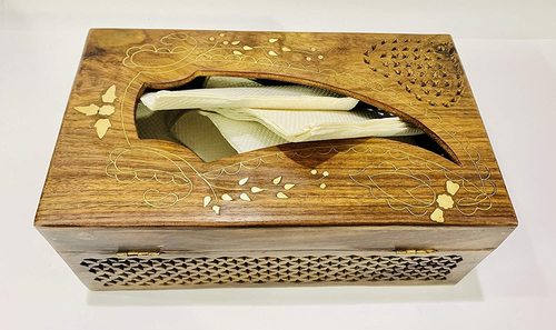 Leafio, Tissue/Napkin Holder with Brass Inlay