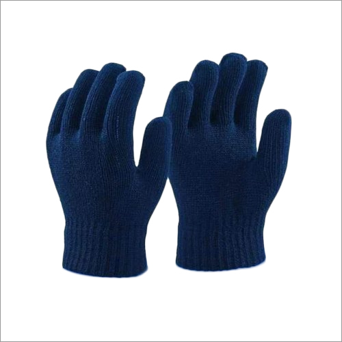 Blue Knitted Safety Hand Gloves By JR ENTERPRISE