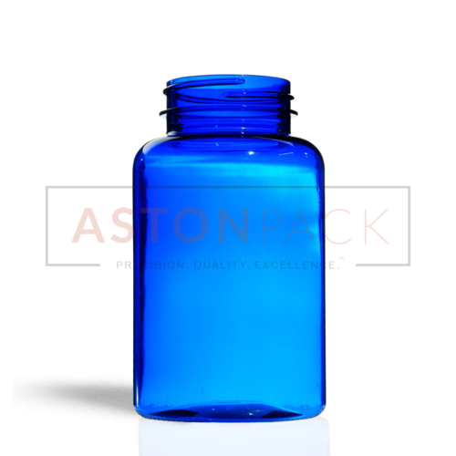 PET Tablet / Capsule Round Blue Packer Bottle - 250ml