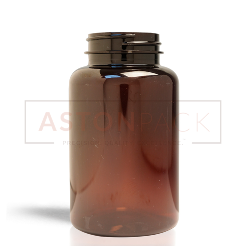 PET Tablet / Capsule Round Amber Packer Bottle - 300ml