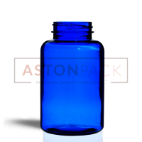 PET Tablet / Capsule Round Blue Packer Bottle - 300ml