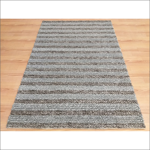 Grey Striped Cotton Floor Mat