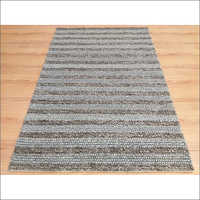 Grey Striped Cotton Floor Mat