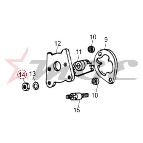 Nut For Stop Plate, Foot Control Royal Enfield - Reference Part Number - #140369/1
