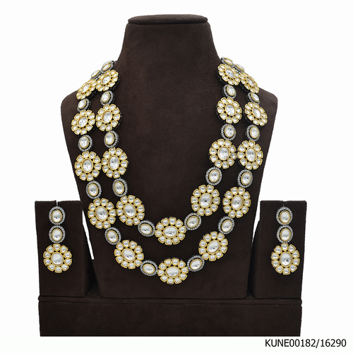 Kundan Long Necklace Set 2 Layered