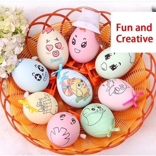 Kids Hand Painting Egg Shell Diy Art Painting Eggs With Sketchpen