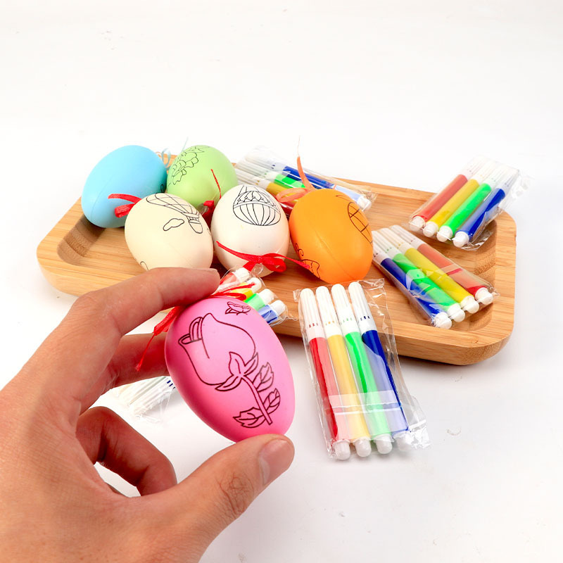 Kids Hand Painting Egg Shell Diy Art Painting Eggs With Sketchpen