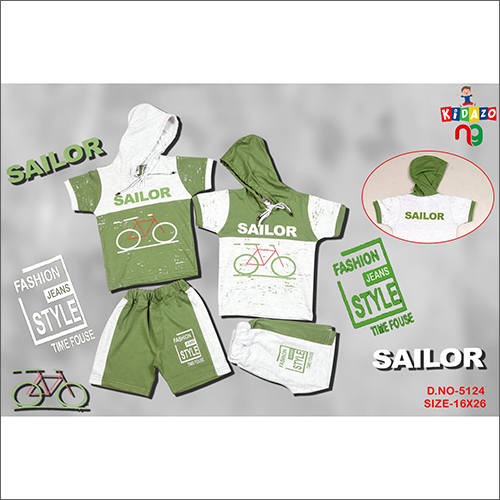 Kids Dual Color Baba Suit With Cap