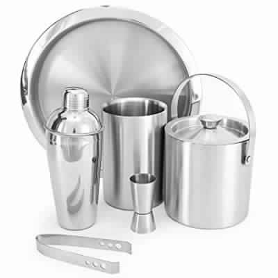 Polished Stainless Steel Six Pieces Plain Bar Set