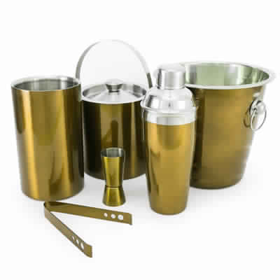 Stainless Steel Golden Colored Bar Set