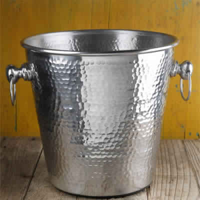 Polished Stainless Steel Hammered Design Bucket