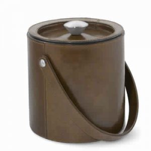 Silver Stainless Steel Leather Ice Bucket