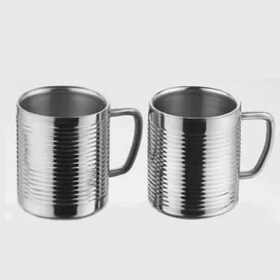 Stainless Steel Linear Coffee Mug