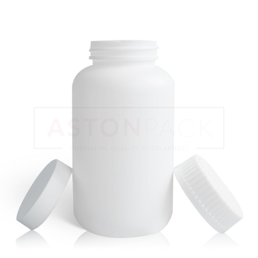 White HDPE Round Capsule Bottle - 300cc