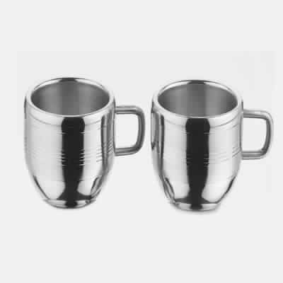 Polished Stainless Steel Linear Coffee Mug