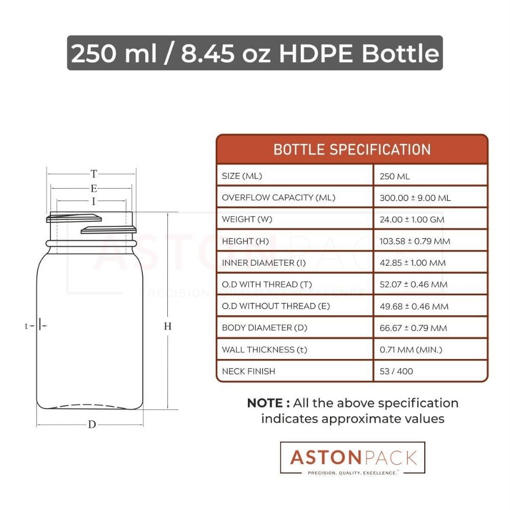 White HDPE Round Capsule Bottle - 250cc