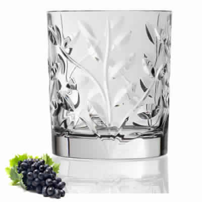 Crystal Leaf Design Glass Set of 6pcs