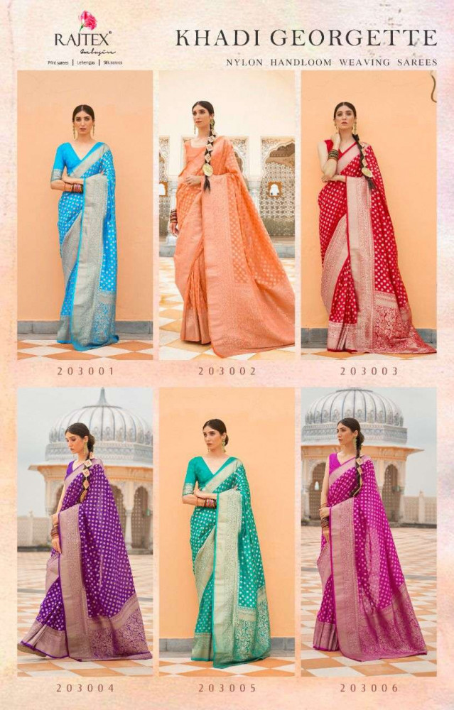 Rajtex Khadi Georgette Nylon Handloom Weaving Sarees Catalog