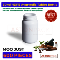 Plastic Ayurvedic Tablet & Capsule Packaging Bottles - 60 ml