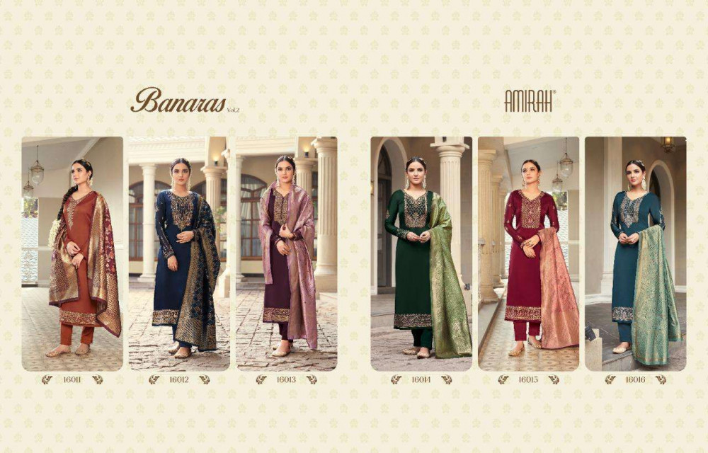 Amirah Banaras Vol-2 Satin Georgette Fantastic Suits Catalog