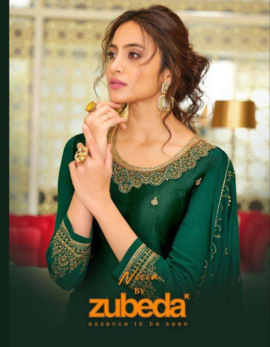 Zubeda Nirva 22101-22108 Series Satin Georgette With Embroidery Work Suits Catalog