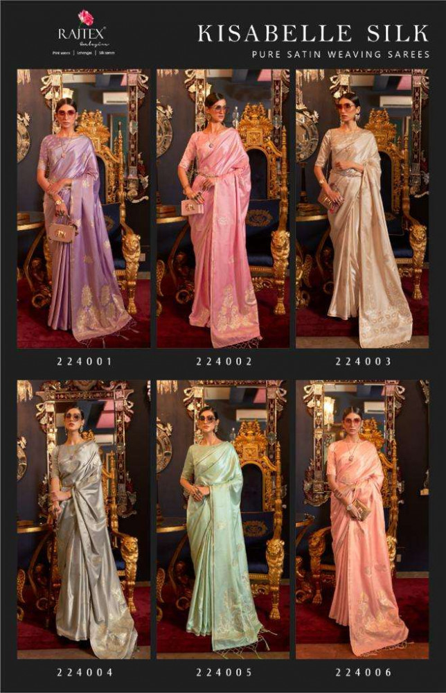 Rajtex Kisabelle Silk Pure Satin Weaving Sarees Catalog