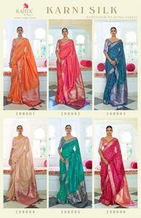 Rajtex Karni Silk 208001-208006 Series Handloom Weaving Saree Catalog