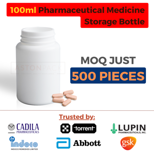 Pharmaceutical Medicine Storage Bottles - 100 ml