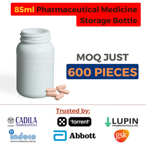 Pharmaceutical Medicine Storage Bottles - 85 ml
