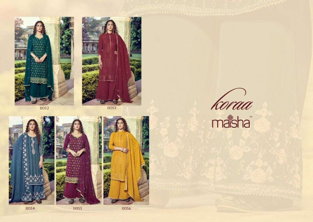 Maisha Koraa Georgette Beautiful Embroidery Work Salwar Suits Catalog